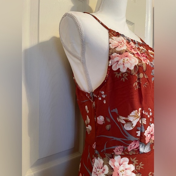 SHEIN Floral Thin Strap Orange Maxi Dress Women’s Small - Picture 11 of 14